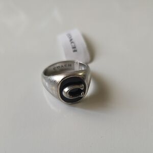 Coach Silver Ring with Black‎ Detail